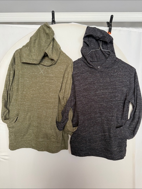 GAP Other - Gap Kids boys Army green Charcoal Lightweight Hooded Pullover marled sweaters 8